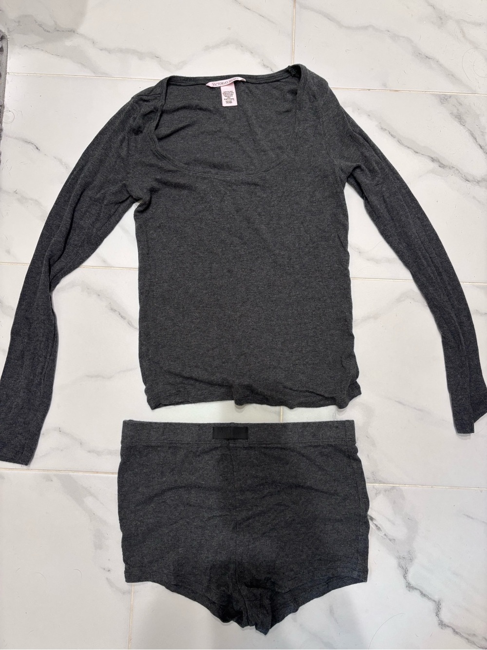 Victoria's Secret Dark Gray Long Sleeve Pajama Set